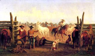 Vaqueros in a Horse Corral