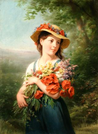 Young Girl with a Bouquet of Wildflowers