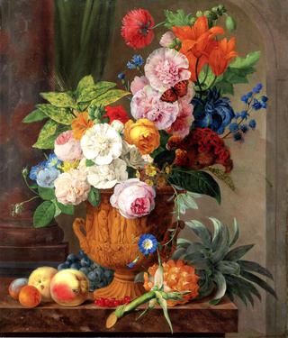 Roses, Lilies, a Sheaf of Wheat, Morning Glories and Other Flowers....