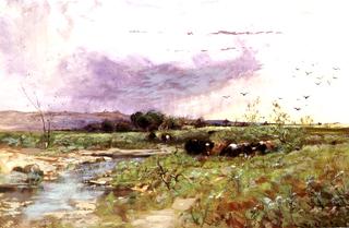 Gray Rain Cloud, Cattle in Meadow