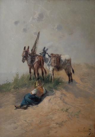 Fisherman's wife with donkeys