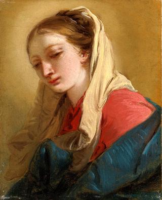 Mary Magdalene in three-quarter view, Veiled in a white cloth