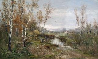 Autumn: Moorland in a birch grove