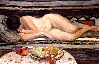 Nude with Fruit Platter