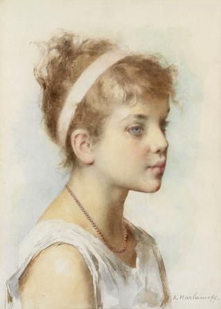 Portrait of a Young Girl with a Pink Ribbon