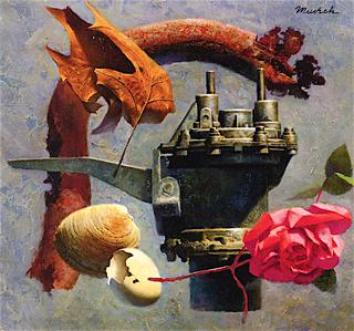 Mechanical Still Life with Natural Elements