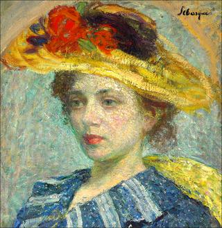 Woman with Hat with Flowers