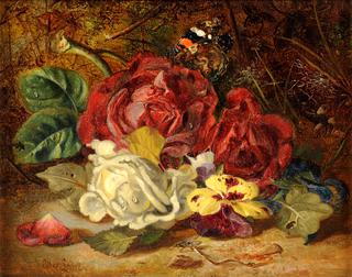 Flower still life with butterflies