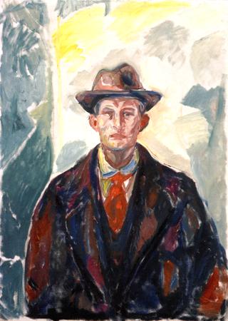 Self-Portrait with Hat and Red Tie