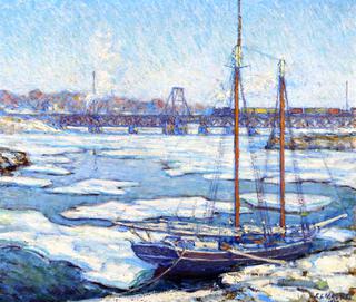 Schooner in the Ice, View from the Bush-Holley House, Cos Cob, Connecticut