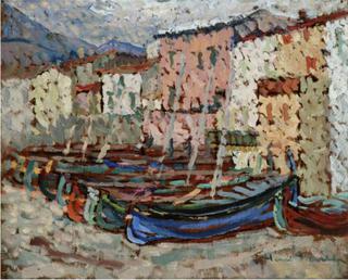 Les Barques sur la greve a Collioure