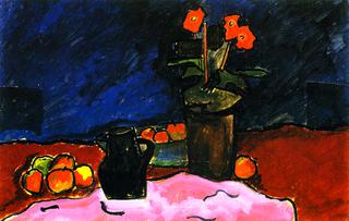 Still Life with Fruit, Jug and Red Cloth