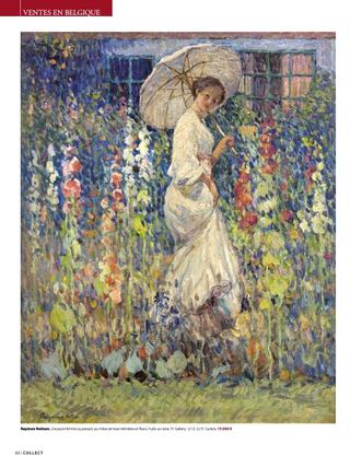 Young Woman with Hollyhocks