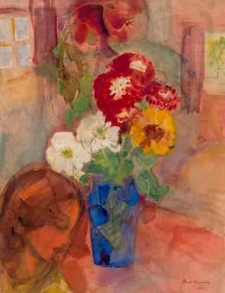 Portrait of a young woman with flowers