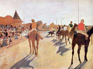 Racehorses in front of the Stands