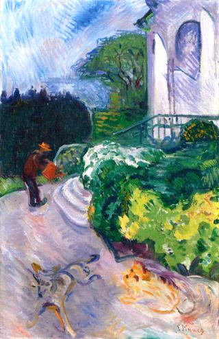 Gardener in Dr. Linde's Garden