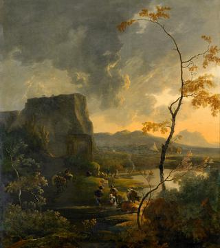 Italian Landscape with Ancient Tempietto