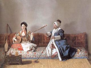 Monsieur Levett and Mademoiselle Glavani in Turkish costumes