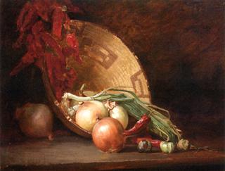 Still LIfe with Onions, Peppers and Basket