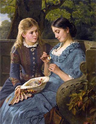 Park scene with amorous young women