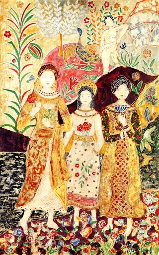 An Exotic Garden with Four Figures