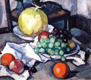 Still Life with Melon and Grapes