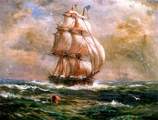View of a Clipper Ship at Full Sail