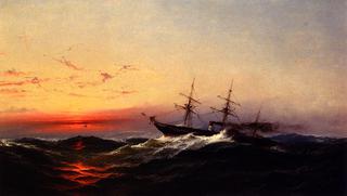 Sunset on a Rough Sea