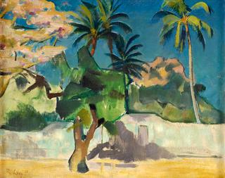 Summer Landscape with Palm Trees