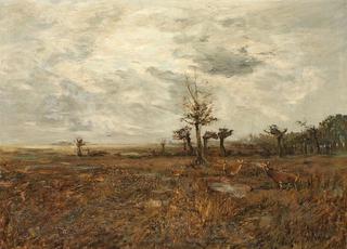 Autumn Landscape with Deer