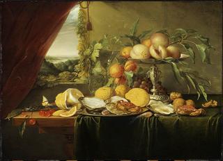 Banquet Still Life with a View onto a Landscape