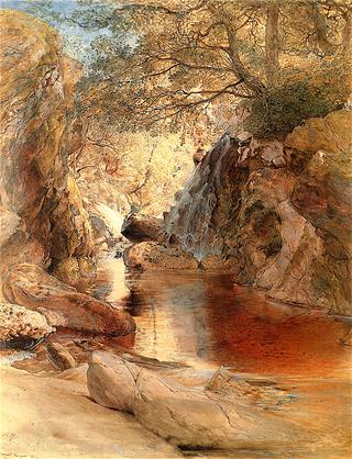 A Cascade in Shadow, Drawn on the Spot, near the Junction of the Machno and Conway, North Wales