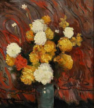 Still Life with Yellow and White Chrysanthemums