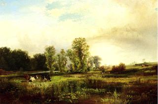 Summer Landscape with Cows