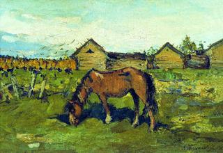 Village Landscape with a Horse