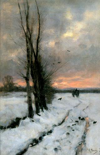 Winter Landscape at Sunset