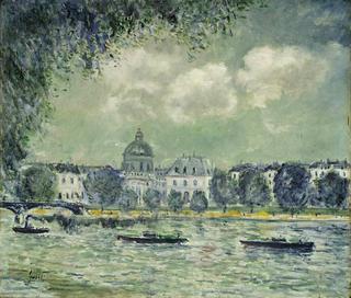 塞纳河沿岸的风景与法国学院和艺术桥
