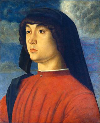 一位穿着红衣的年轻男子肖像