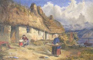 Fishwife by a Thatched Cottage