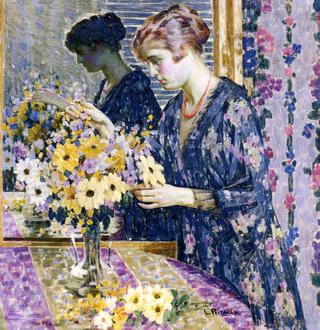 Young Woman with a Bouquet of Flowers