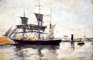 Three Masted Ship at Dock