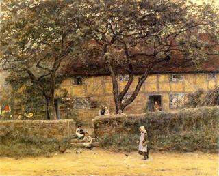 Children Outside a Cottage