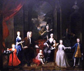 Walter Aston, 4th Lord Aston, His Wife Mary and Their Seven Children