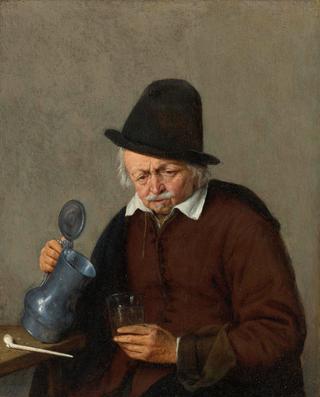 A Man Holding a Tankard and a Glass