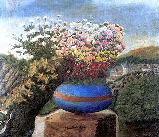 Blue Vase in a Landscape with Bell Tower