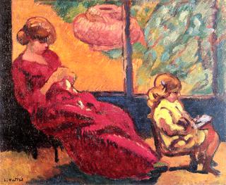 Madame Valtat Sewing and Her Son Jean