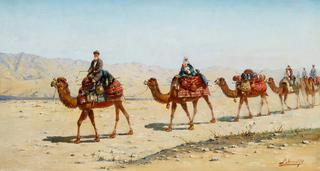 Camel Caravan with Travelling Family