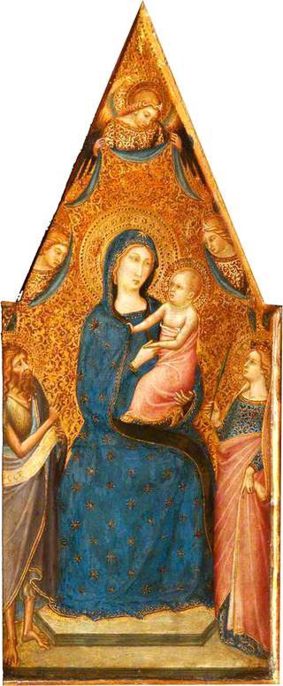 The Madonna and Child Enthroned with Three Angels, Saint John the Baptist and Saint Catherine