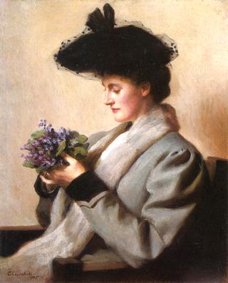 The Nosegay of Violets: Portrait of a Woman