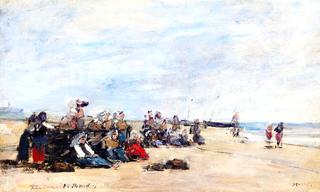 Berck, a Group of Fisherwomen Seated on the Shore